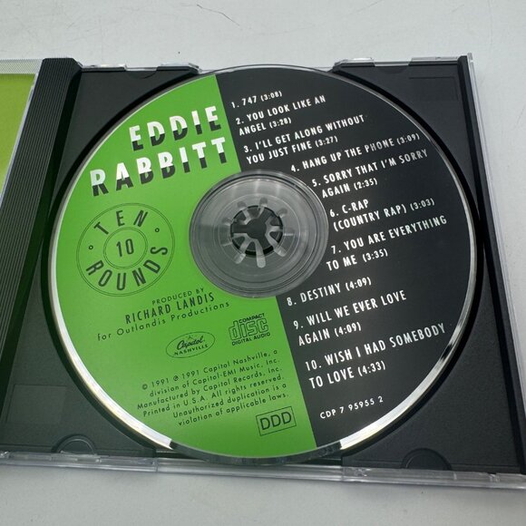 Eddie Rabbitt Ten Rounds CD Album 1991 Capitol Nashville Country Pop Music - Picture 3 of 4